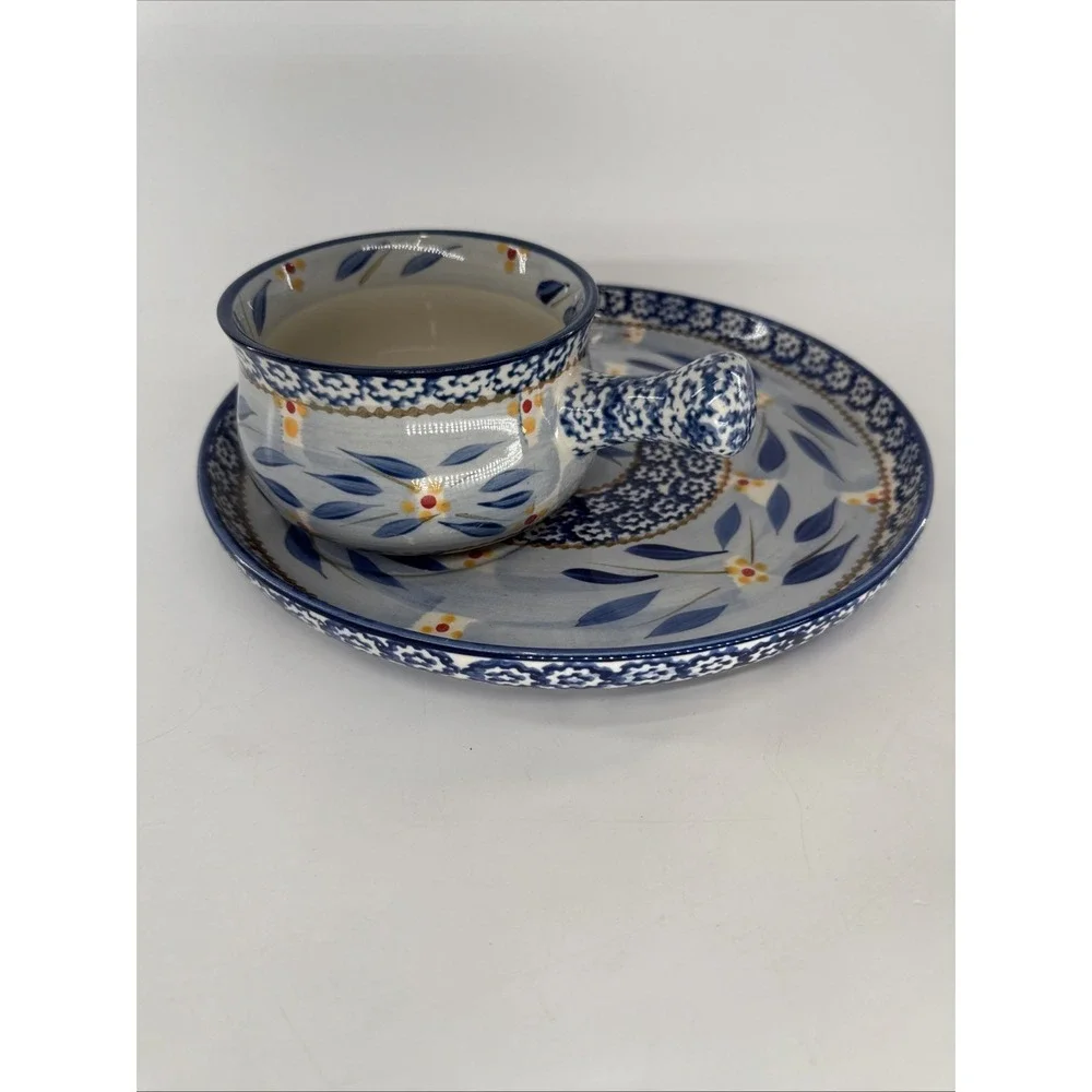 3 Piece -Temptations Old World Blue by Tara‎ Soup And Sandwich Tray With Mug